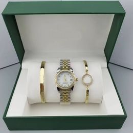 Three piece set watch Jewellery luxury women's diary series steel band diamond quartz watch