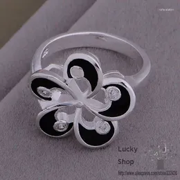 Cluster Rings AR702 925 Sterling Silver Ring Fashion Jewellery Black Disc /cizalaga Ggraoxya