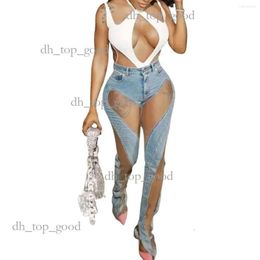 Women's Jeans Casual Women Sheer Mesh See Through Pencil Pants Slim Bodycon Denim Streetwear Clothes for Outfit 326