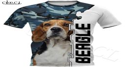 Camo Beagle Dog 3D Tshirt Full Print Animal Design Short Sleeve Pet Dog Tee Shirt Women Men Casual Plus Size Tops Drop 21916836