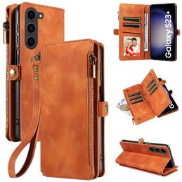 High quality flip cover business case suitable for S24Plus zipper leather case S23FE phone case S22Ultra wallet