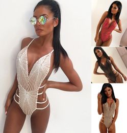 Fashion Women Sexy Swimsuit Sequin Strappy Backless Push Up Ladies Bikini Swimwear Bathing Suit One Piece Monokini Female Bikini2140187