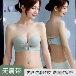 Bras 32-38ABC Strapless Underwear Women's Small Chest Push-up Non-slip Beauty Back Adjustable No-steel Rings Bra