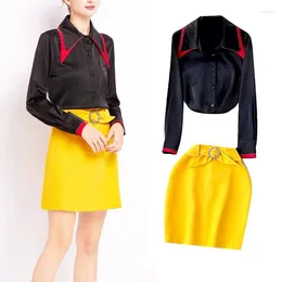 Work Dresses Elegant Workwear Suits For Women Long Sleeve Blouses Tops And Package Hip Skirt High Fashion SL542 2024