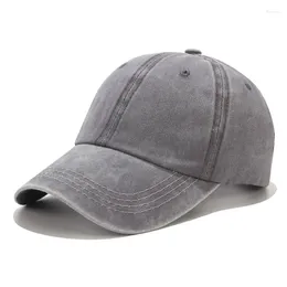 Ball Caps Women Men Korean Edition Worn Washed Baseball Hat Retro Curved Eaves Light Plate Couple Sunshade Solid Colour