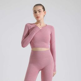 Lu Align Long Sleeve t-shirts Women Waist Tummy Outfit Shaper Knitted Blouses vest Fitness Sports Tight Top Quick-drying Seamless Yoga Suit Women Jogger Gry Lu-08 2024