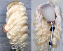Allove Body Wave 30inch Transparent Lace Wig 13x1 Human Hair Lace Front Wigs Blonde Color 613 Straight Deep for Women5220689