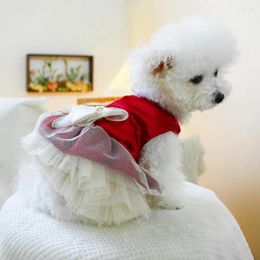 Dog Apparel Fine Workmanship Pet Outfit Stylish Princess Dresses With Bow Decoration Traction Ring For Comfortable Fashionable Dogs