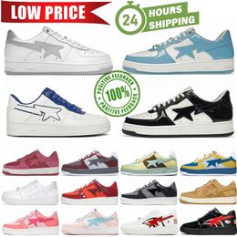 Designer Sta Casual Shoes Low Top Men and Women Black Blue Camouflage Skateboarding Sports Bapely Sneakers Outdoor Shoes Waterproof leather sizes 36-45 with box