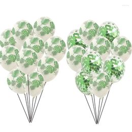 Party Decoration Hawaiian Theme Green Leaf 10pcs Latex Confetti Balloons Happy Birthday Summer Tropical Supplies