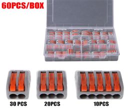 60 PCSBox Wire Connector 2 3 5 Port LeverNut Conductor PCT212PCT213PCT215 Fast Terminal Block Electricos Splitter JK2102X55114018