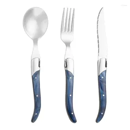 Knives 3Pcs/Set Stainless Steel Steak Knife Acrylic Handle Dinner Tablewares Forks With Solid Wood Laguiole Cutlery Set