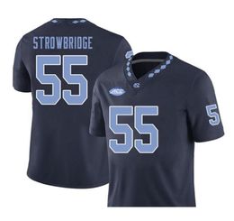 CHEAP NAVY BLUE WHITE UNC Tarheels Jason Strowbridge 55 real Full embroidery College Jersey Size S4XL or custom any name or numb9839450