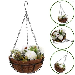 Decorative Flowers Simulation Rose Flower In Basket Hanging Ornament Artificial