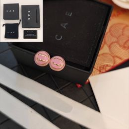 With Box Gold Plated Earrings Fashion Birthday Love Travel Jewellery High Quality Copper Earrings Womens new Pink Earrings A1916