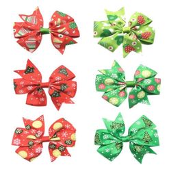 Whole Children Ribbed Ribbon Dovetail Bow Baby Christmas Bow Hair Accessories Kids Xmas Gifts Decorative Hairpins9298150