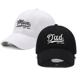 Ball Caps EST 2024 Mom Dad Embroidery Vintage Cotton Men Baseball Cap Women Hat Sport Visors Snapback Breathable Outdoor Sun