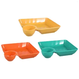 Dinnerware Sets 3 Pcs Sushi Plate French Fries Tray Baby Fruit Snack Holder Pp Breakfast Serving