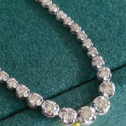 5ct 18k White Gold Tennis Necklace Hi Colour Vs Clarity Round Brilliant Cut Nautral Diamond Hiphop Style Link Chain for Men Women