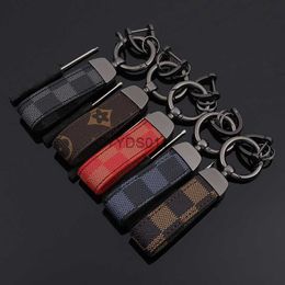 Keychains europe america leather business rings men gift fashion print 240303