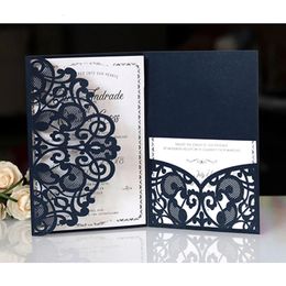 50pcs Elegant Laser Cut Wedding Invitation Card Customize Business With RSVP Greeting Cards Decor Party Supplies 240301