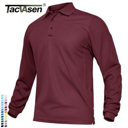 TACVASEN Summer Long Sleeve Performance Quick Drying Polos T-shirts Mens Tactical Shirt Golf Team Work Shirts Jersey Casual Tops 240301