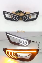 July King LED Daytime Running Lights Case for Ford Focus IV 20152018 LED Front Bumper DRL With Yellow Turn Signals Light4116902