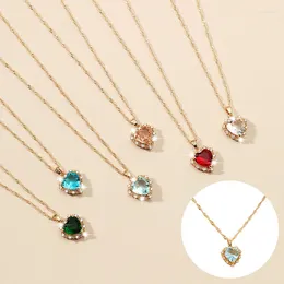 Pendant Necklaces Fashion Heart Necklace Women Lovers Gold Clavicle Chain Chocker Cute Exquisite Compact Zircon Charm Jewlery Gifts