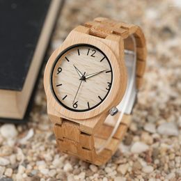 Wristwatches BOBO BIRD Man Watch Bamboo Men's Watches Luxury Wooden Timepieces Quartz Male Wristwatch Wrist Wood Custom Drop