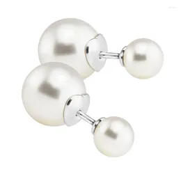 Stud Earrings Luminous Drops Jewellery Boucle Oreille Femme Original Sterling Silver 925 White Round Shape Pearl For Women