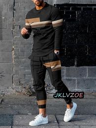 Tracksuits Trousers Mens 2 Piece Sets Autumn Man Clothing Streetwear Long Sleeve T Shirt Pants Suits Sweatpants Jogging Outfits 240301