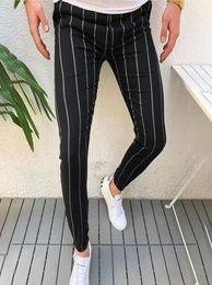 Men Dress Pants Men039s Skinny Casual Trousers Slim Fit Business Pants High Quality Formal Striper Slacks Trousers6578240