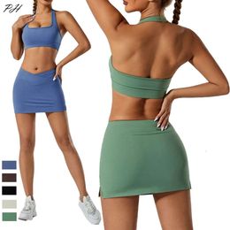 Lu Align Woman Gym Outfits Golf Tennis Badminton Set Fitness Workout Casual Suit Women Skirt Backless Bra Sportswear Jogger Jogger Gry Lemon Lady Gry Sports Girls