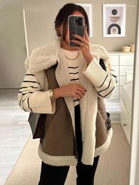 Women's Vests Winter Thick Warm Wool Jacket 2024 Fashion Combination Sleeveless Vest Female Chic Outdoor Clothing