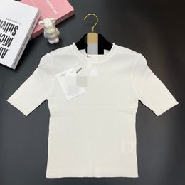 3020 2024 Runway Spring Summer Brand SAme Style Sweater Short Sleeve Crew Neck Womens Clothes High Quality Womens qian