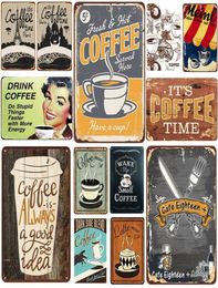 2021 Funny Coffee Plaque Metal Vintage Tin Sign Pin Up Shabby Chic Decor Metal Signs Vintage Bar Decoration Metal Poster Pub Plate2730595