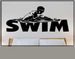 Swim wall decal swimming pool home art wall sticker Natatorium swimmer breaststroke waterproof vinyl decal for glass wall3892619