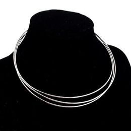 10pcs lot Silver Plated Chokers Necklace Cord Wire For DIY Craft Fashion Jewellery Gift 18inch W22 Shipp2546