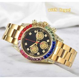 38% OFF watch Watch Mens Watchs men Quartz Rainbow Diamond Ceramic Fashion Classic Style Stainless Steel sapphire