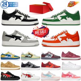 2024 Designer Sta Casual Shoes Low Top Men and Women Blue White Camouflage Skateboarding Sports Bapely Sneakers Outdoor Shoes Waterproof leather Size 36-45