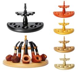 OLDFOX Half Round Smoking Tobacco Pipe Rack Solid Wood 5 Places Semicircular Roman Style Stand8739073