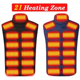 21 Areas Heated Vest Men Jacket Winter Womens Electric USB Heater Tactical Man Thermal Body Warmer Coat 240301