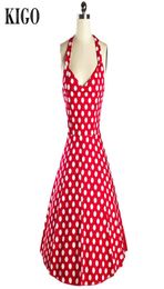 KIGO Women Dress Print Floral Party Vintage Dresses 50s 60s Halter Red Polka Dot Rockabilly Dress Plus Size Casual Dress Z51S3525822