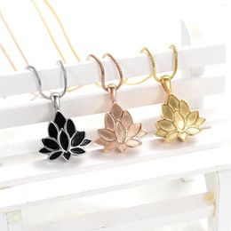 Pendant Necklaces Customized Lotus Urn Necklace Cremation Jewelry Stainless Steel Human/Pet Ashes Holder Screw Open Memorial Keepsake