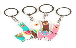 2022 New Cute Keychain Cartoon Soft Rubber Llama Alpaca Keychain 100PCSBag Christmas Keyring Children Gift Girls Backpack Jewelry6668617