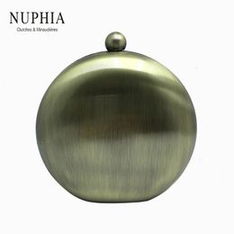 NUPHIA Round Ball Shape Metal Box Clutches and Evening Bags for Party Prom Bronze Silver Black Gold 240223