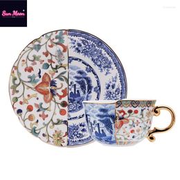 Cups Saucers European Blue And White Pottery High-grade Cup Coffee Dish Set Tea Chinese Western Ceramic Kitchen Tableware
