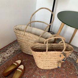 Weave Large Tote Bag Summer Quality Straw Womens Designer Handbag High Capacity Beach Travel Basket 240301