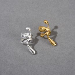 18K copper gold-plated ear hole free geometric ear bone clip French style Personalised cool style metal ear buckle right ear earring for women