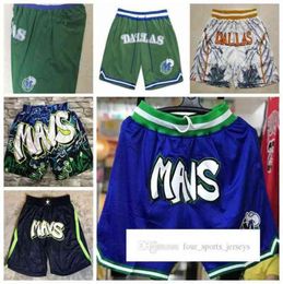 Printed Dallas039039Mavericks039039Men Basketball shorts JUST DON Stitched Mitchell and Ness With Pocket Zipper Sweatp6889111